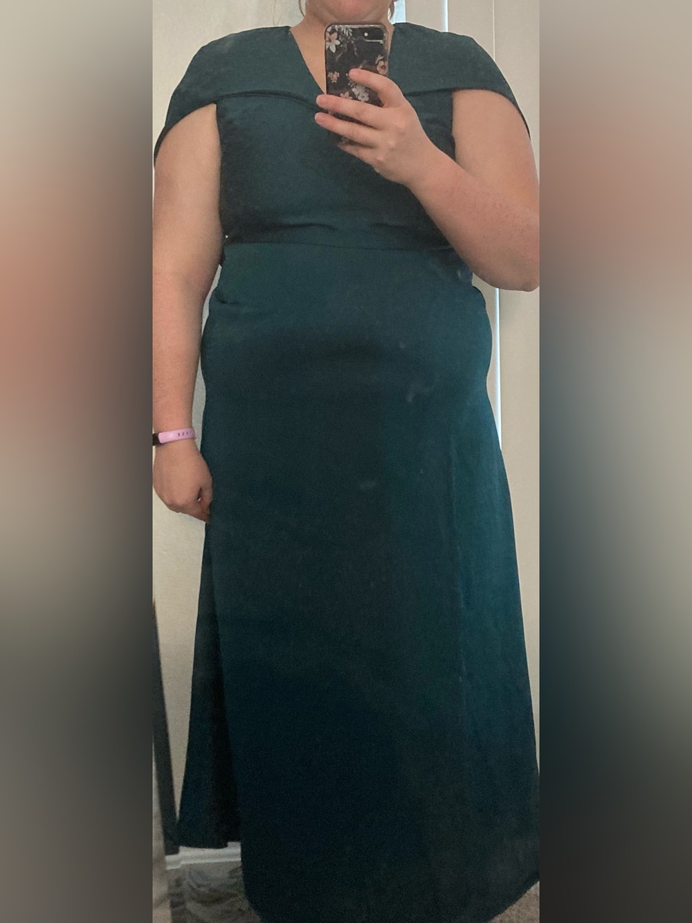 Eloquii Green V-Neck Cap-Sleeve Maxi Dress